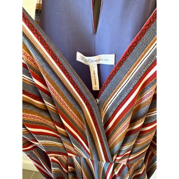 BCBGeneration Multicolored Striped Keyhole Faux Wrap Maxi Dress Size Medium - Picture 7 of 8